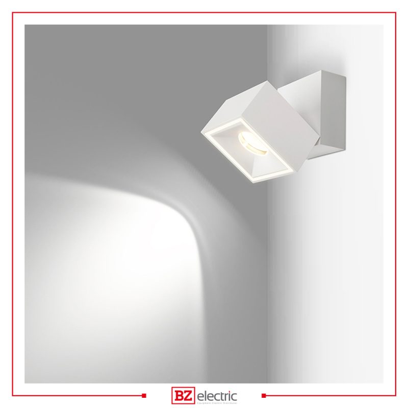 Spot apparent Carré C01102 blanc en aluminium