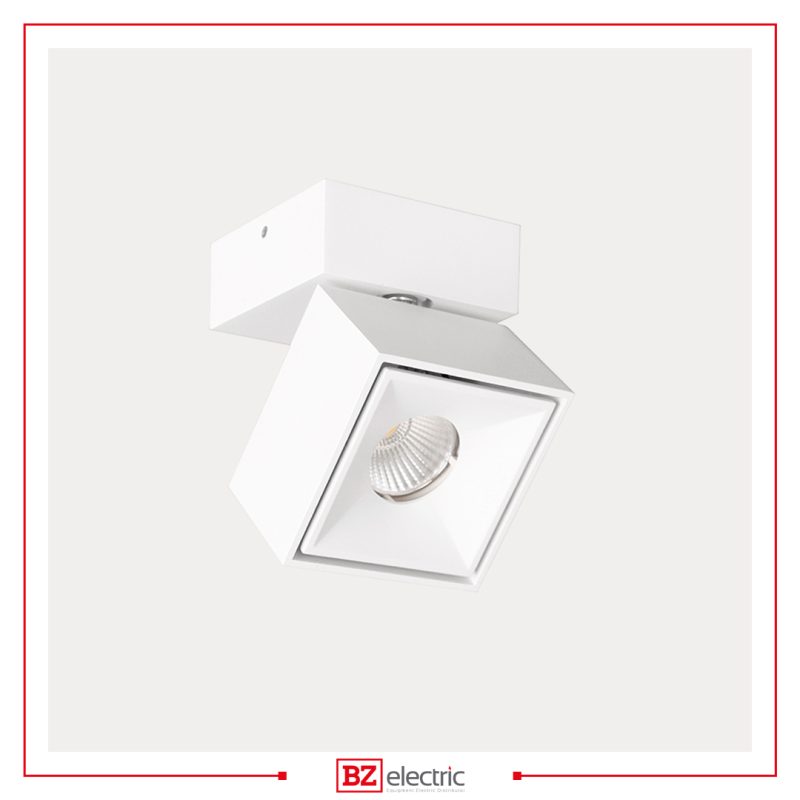 Spot apparent Carré C01102 blanc en aluminium